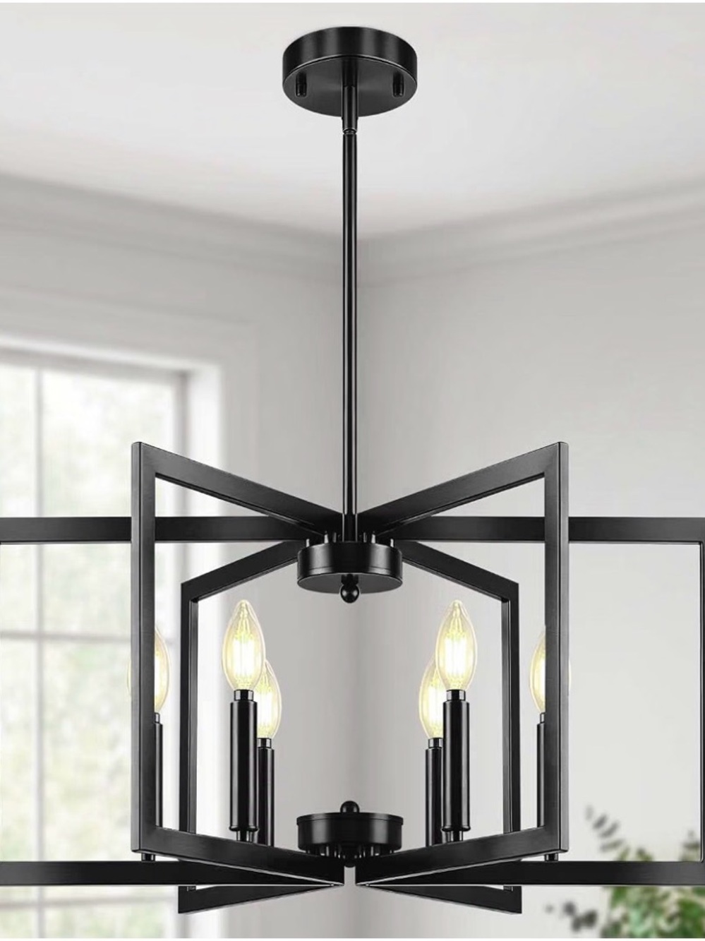 6-light Black Farmhouse Chandelier for Dining Room or Kitchen Island